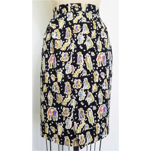 Chloe Womens Skirt Logo Sketch Sketches of People Novelty Print - Picture 12 of 12